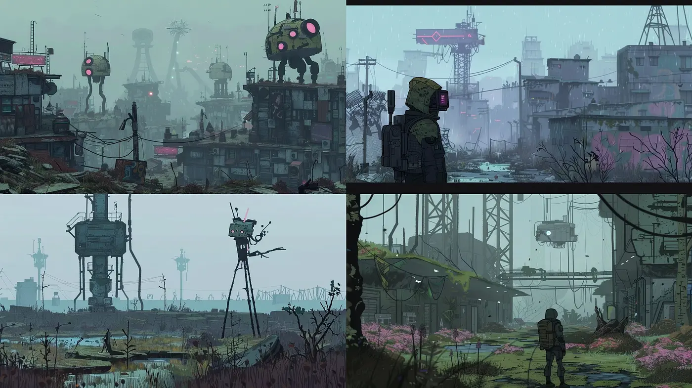 Dystopian Hues of Melancholic Digital Art - Midjourney sref style