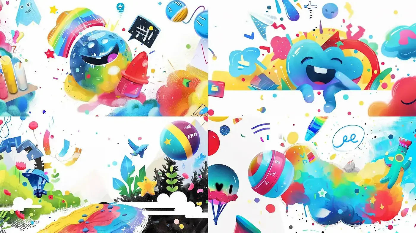Vibrantly Playful Surrealism with Whimsical Elements - Midjourney sref style