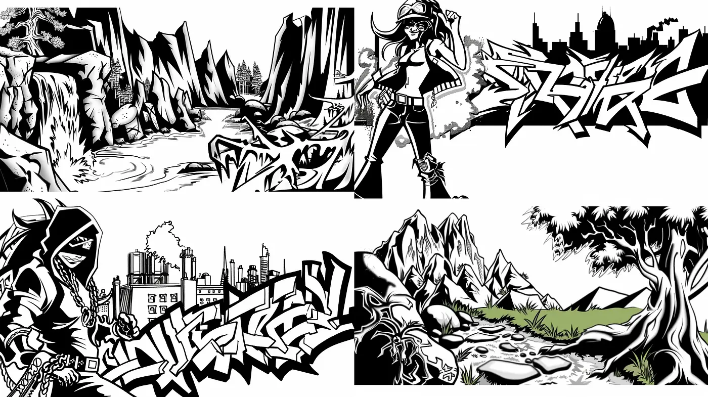 Dynamic Black and White Comic-Inspired Illustrations - Midjourney sref style