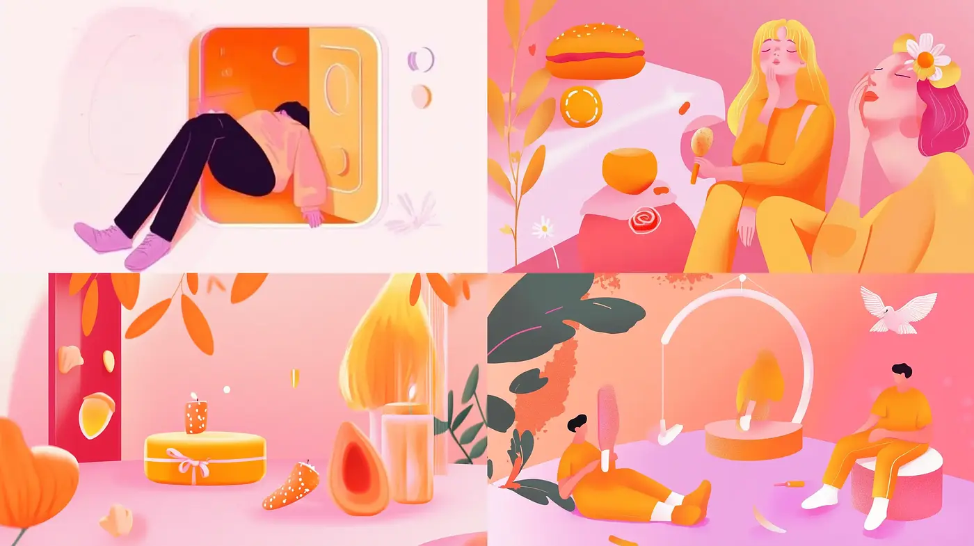 Warm Pastel Euphoria with a Modern Illustrative Charm - Midjourney sref style