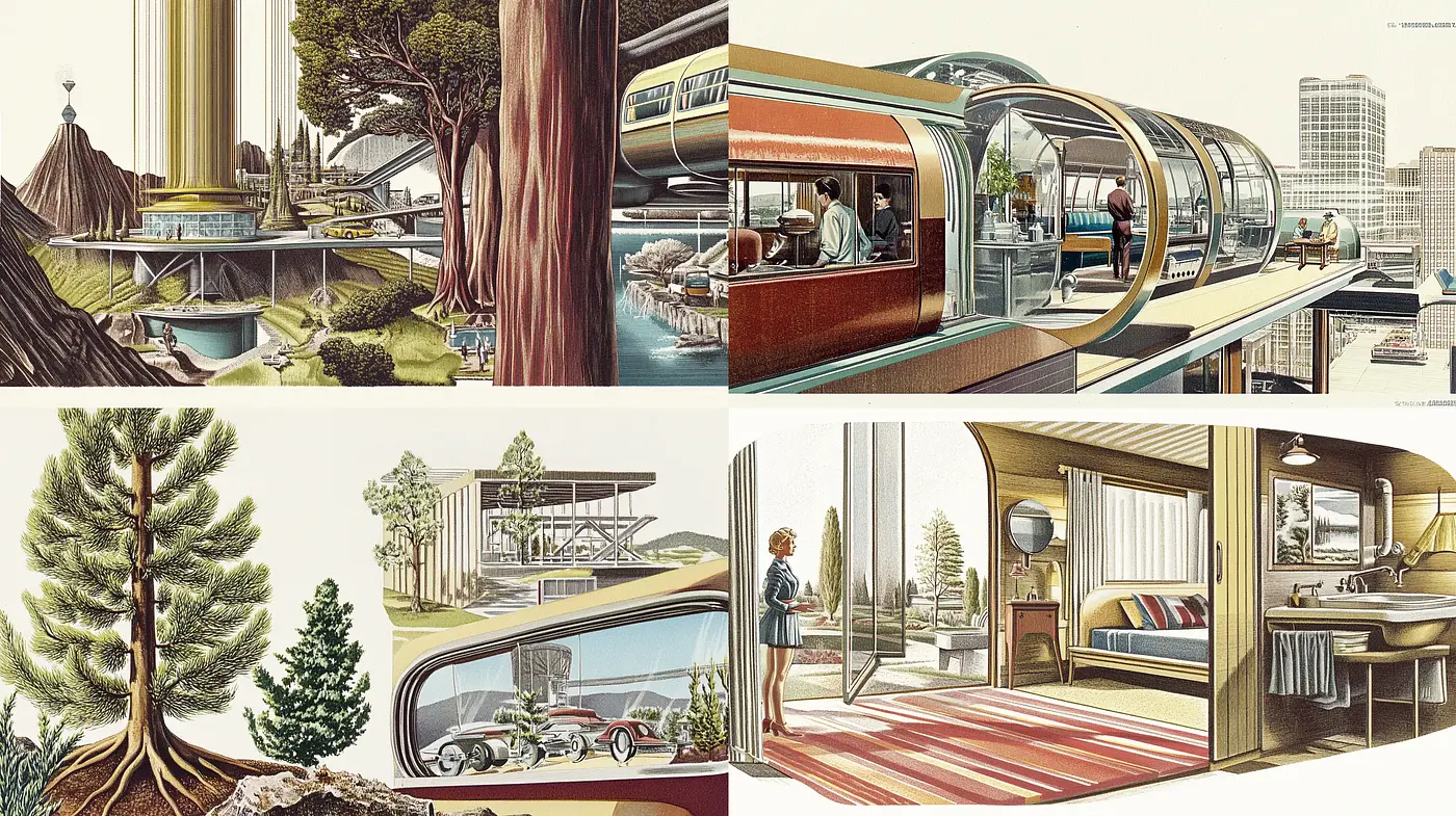 Retrofuturistic Harmony: A Vision of Optimistic Nostalgia - Midjourney sref style