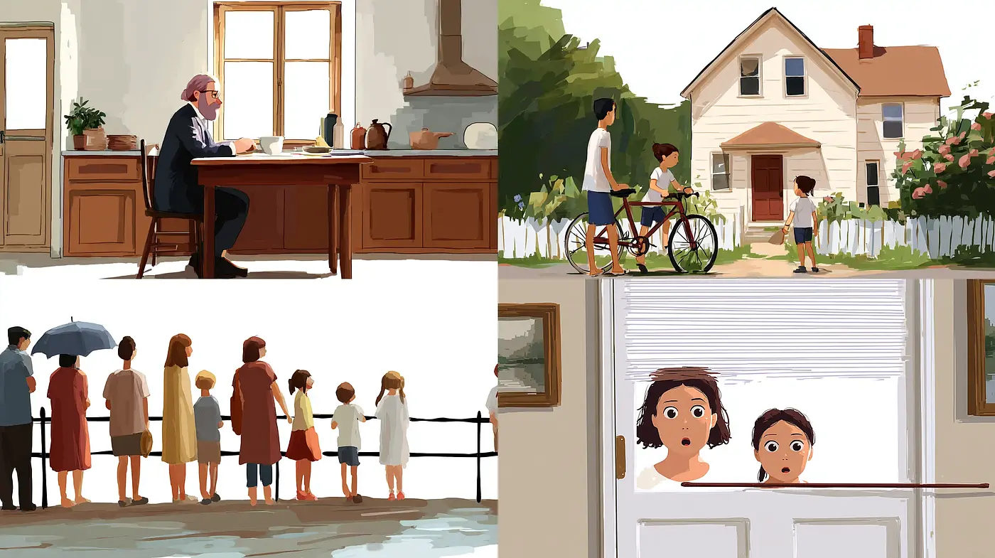 Whimsical and nostalgic storytelling through colorful illustrations - Midjourney sref style