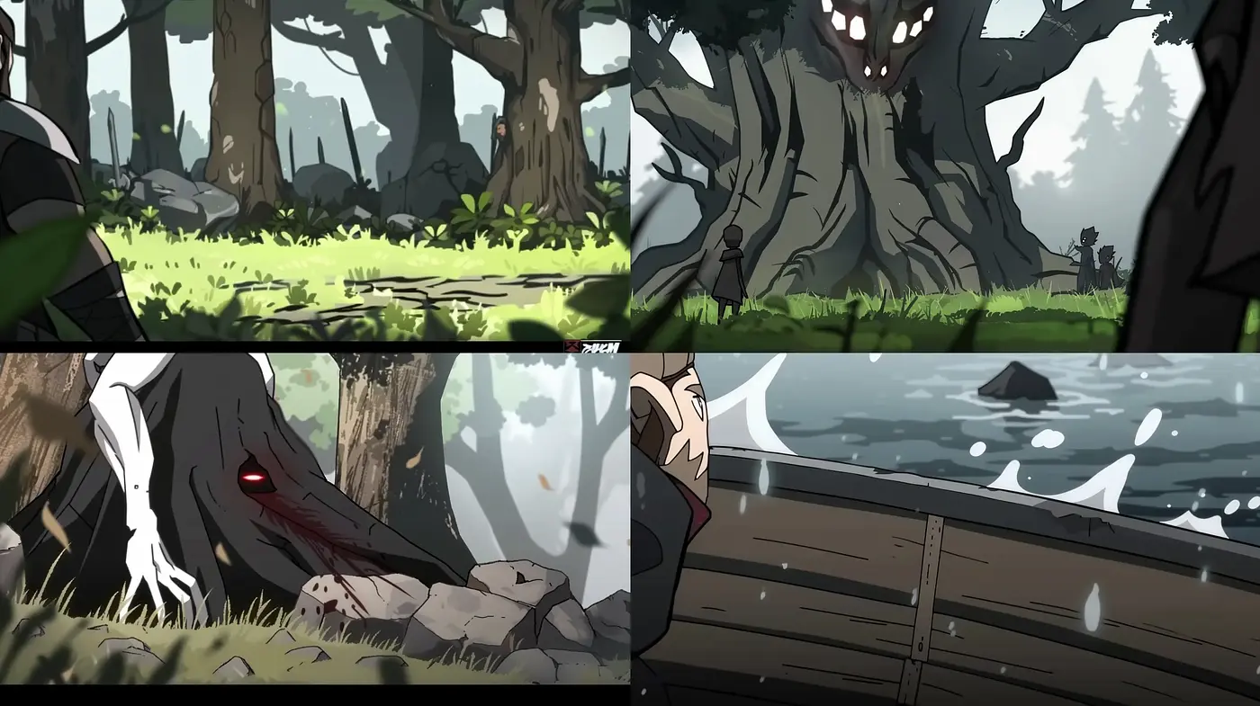 Mysterious Enchanted Forests and Haunting Moments in Stylized Animation - Midjourney sref style