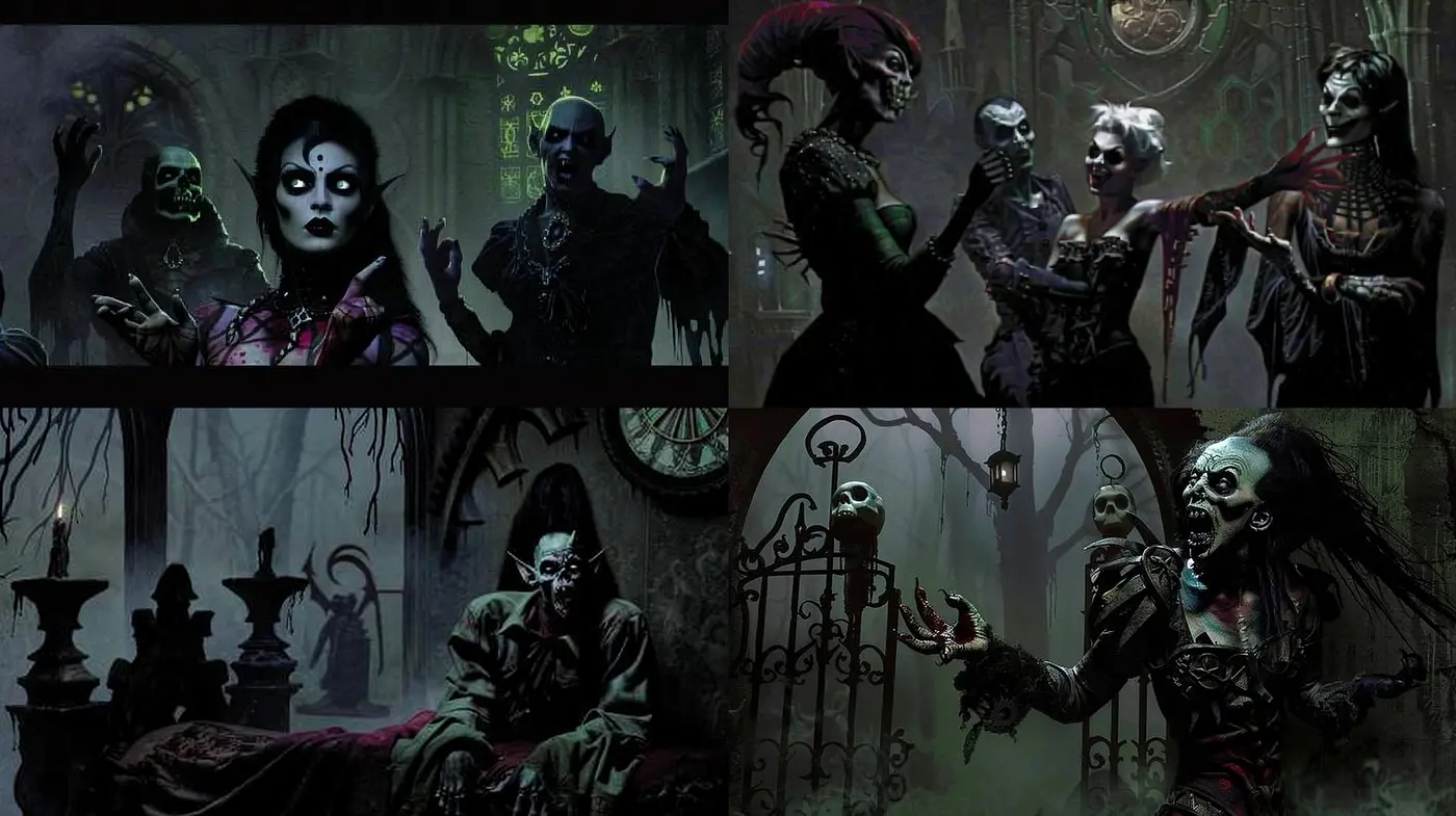 Gothic Elegance in Shadowy Monochrome: A Tribute to Dark Fantasy - Midjourney sref style