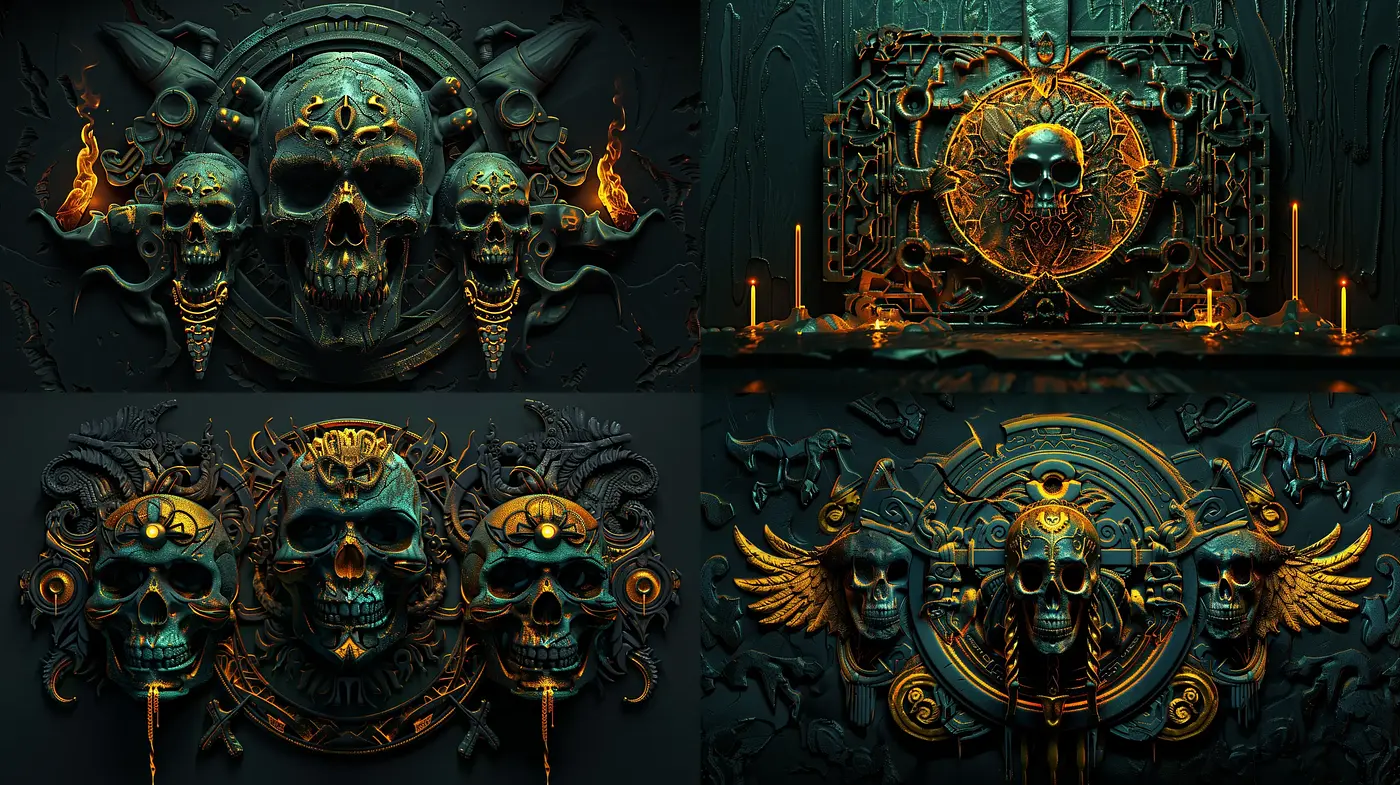 Gothic Elegance with Iridescent Highlights: A Study in Dark Fantasy and Neon Composition - Midjourney sref style