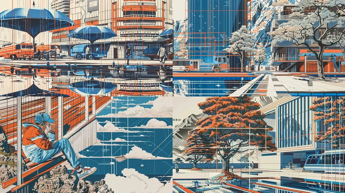Futuristic Urban Landscapes with a Nostalgic Touch - Midjourney sref style