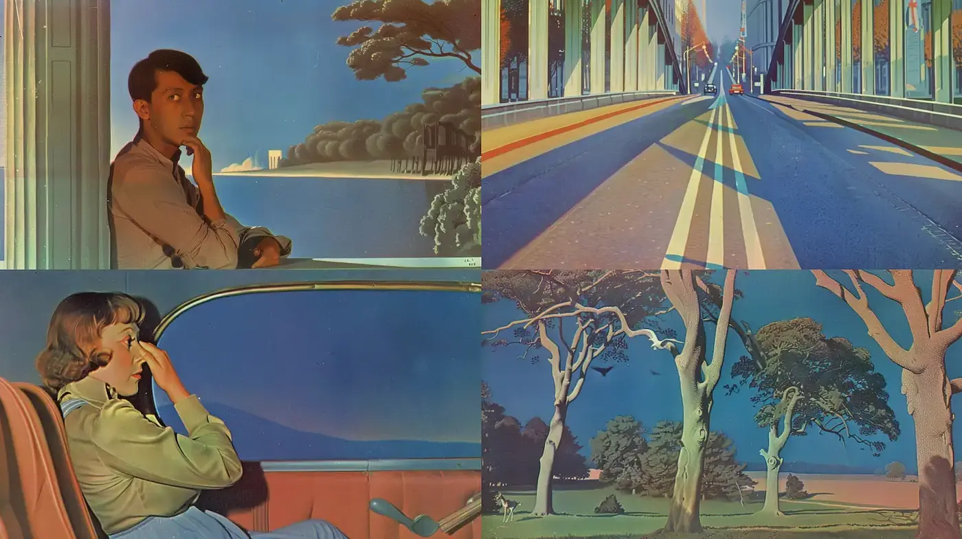 Aesthetic Fusion of Vintage Influences with a Vibrant Color Symphony - Midjourney sref style