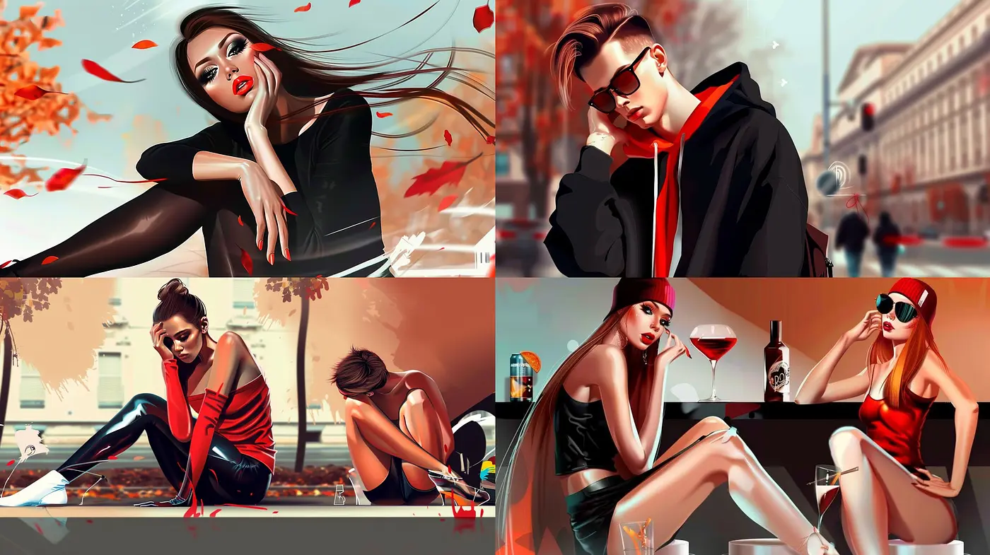 Consistent Autumn Hues and Stylized Realism in Contemporary Digital Portraiture - Midjourney sref style