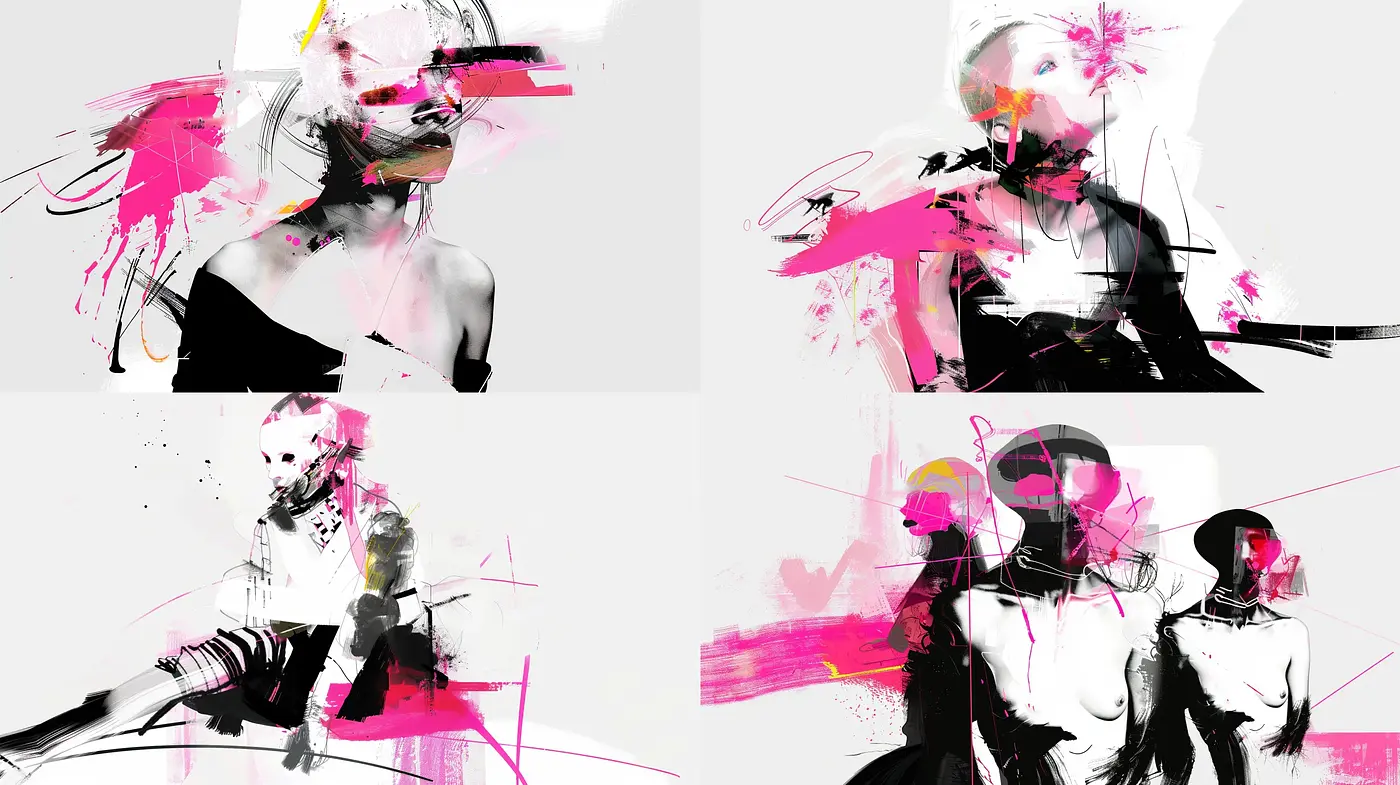 Abstract Expressionist Fusion with Vibrant Gestural Accents - Midjourney sref style