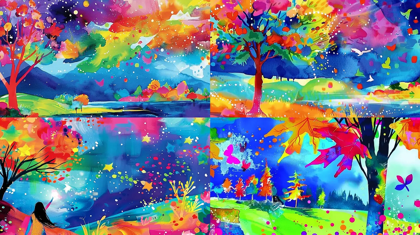 Vibrant Dreamscapes in Watercolor Impressionism - Midjourney sref style