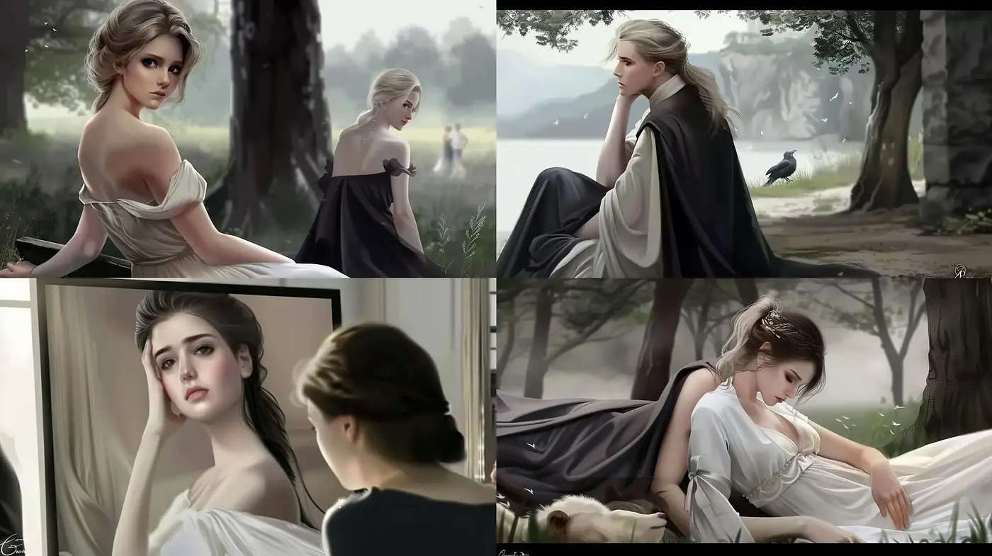 Ethereal Elegance in Soft Light: A Homage to Classical Portraiture and Romantic Landscapes - Midjourney sref style