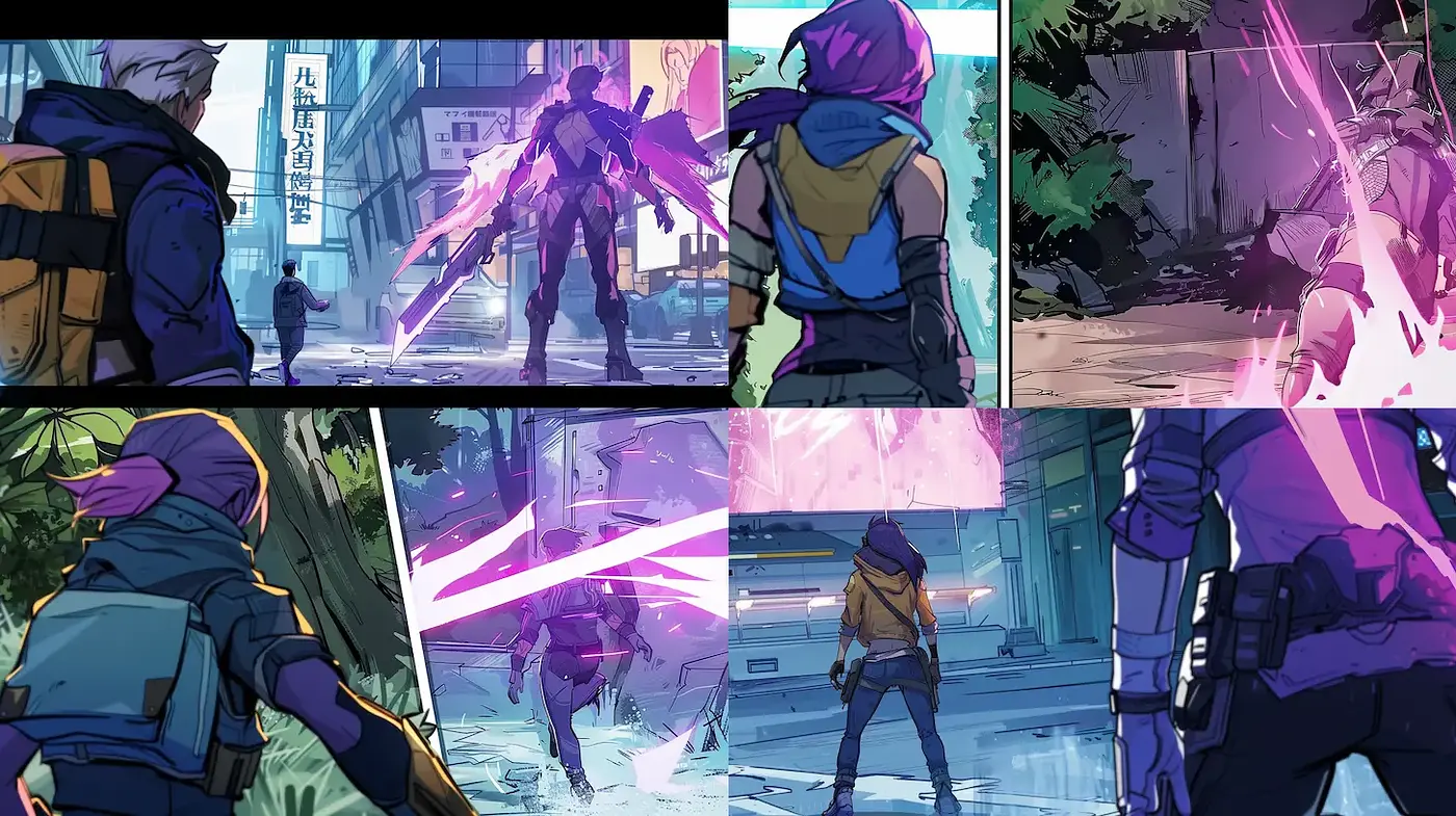Vibrant Digital Illustrations with Dynamic Action Elements - Midjourney sref style