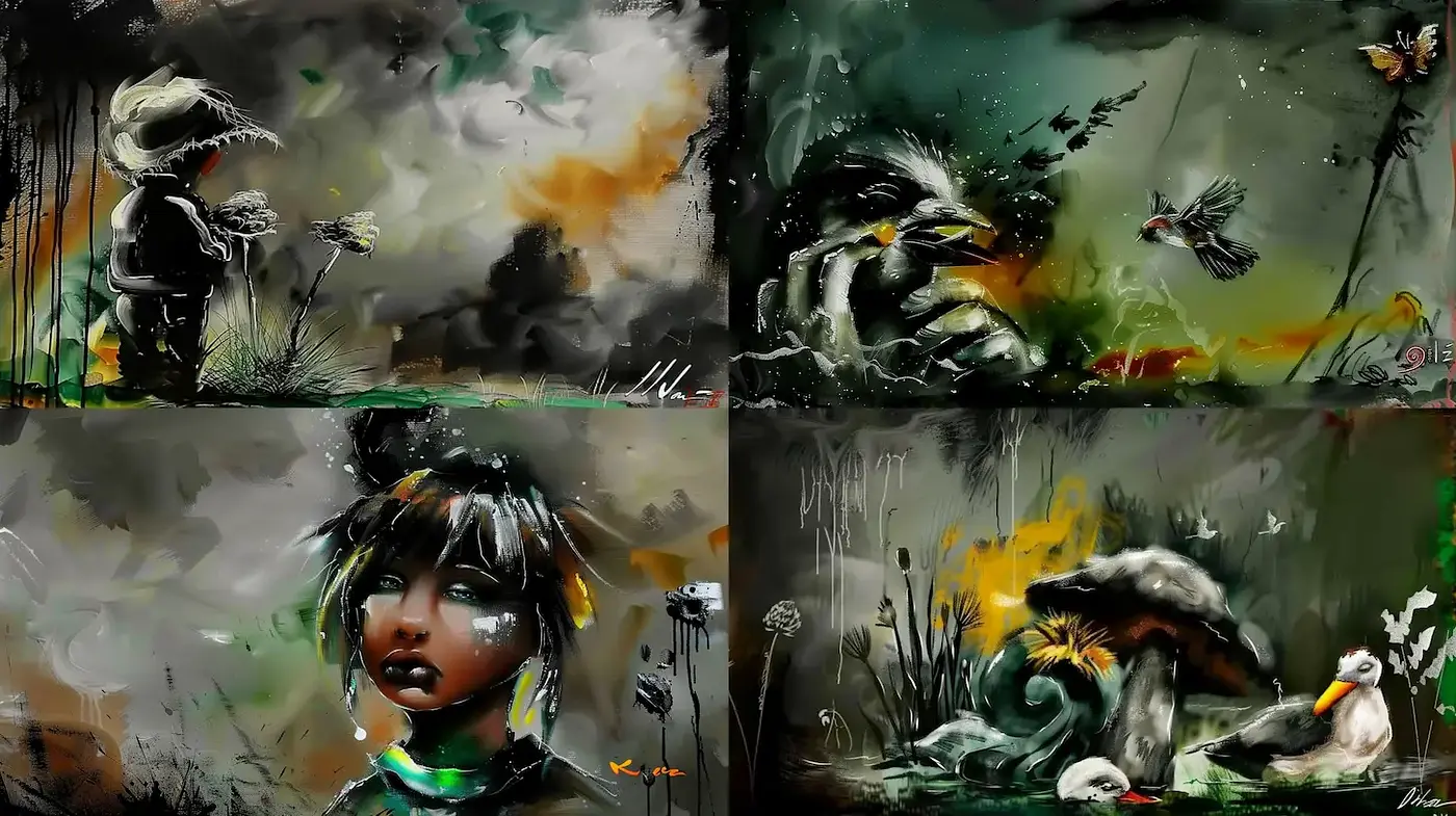 Dynamic and Ethereal Surrealism with a Nature-Inspired Essence - Midjourney sref style