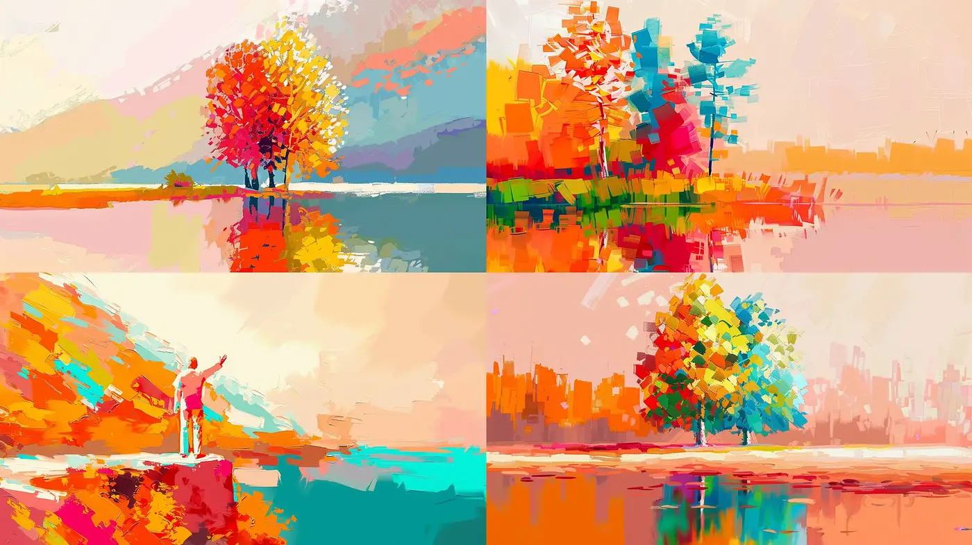 Vibrant Geometric Landscape Impressions - Midjourney sref style