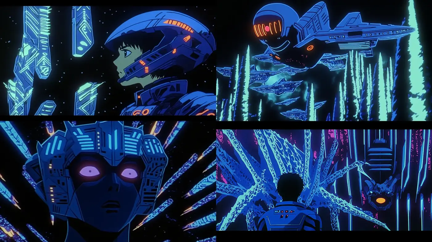 Neon Cyberdreams: A Homage to 80s Anime Sci-Fi Aesthetic - Midjourney sref style