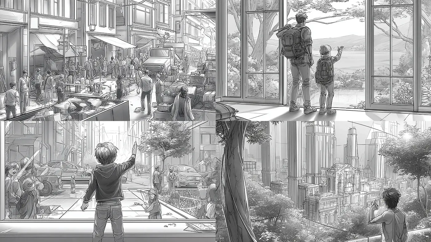 Futuristic Urban Scenes with Dynamic Perspectives - Midjourney sref style