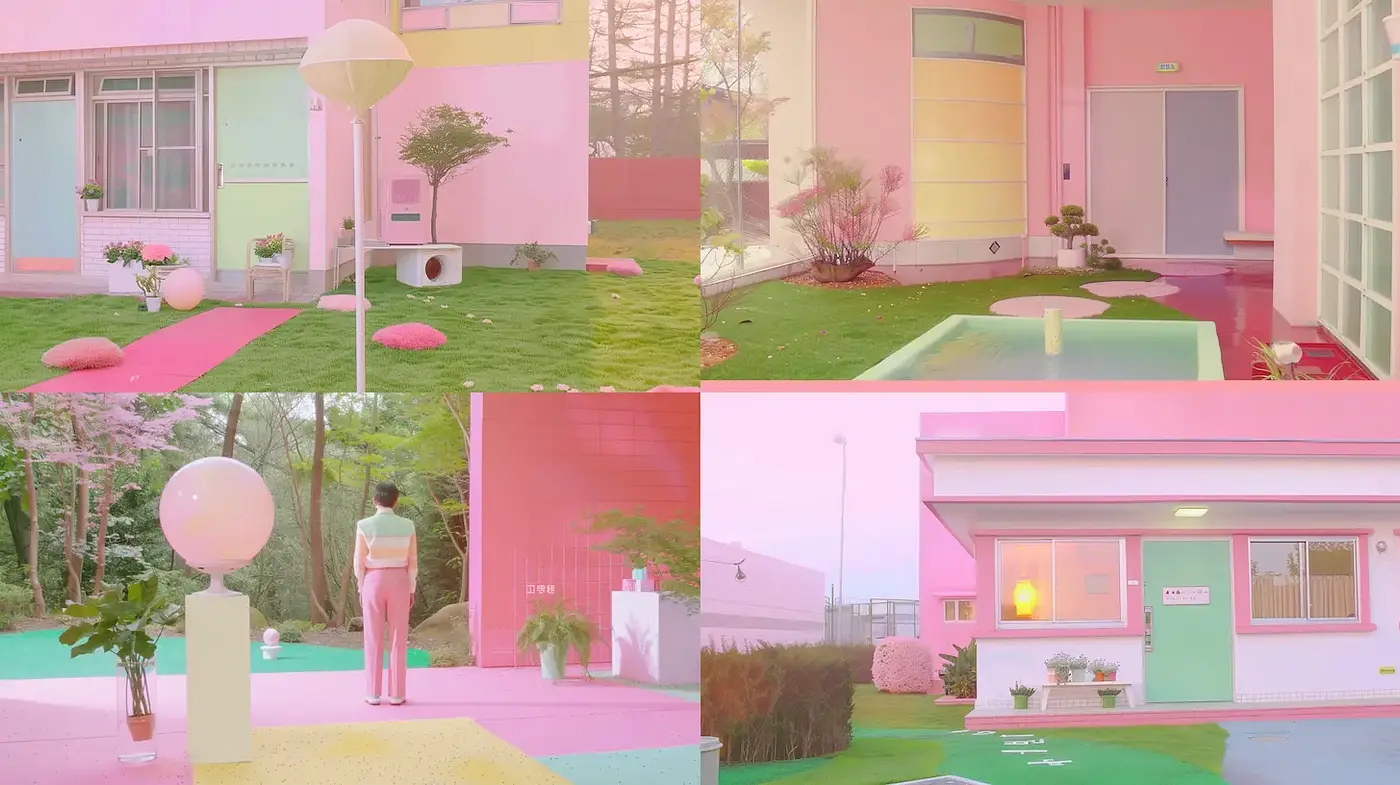 Playful pastel paradise with retro aesthetics - Midjourney sref style