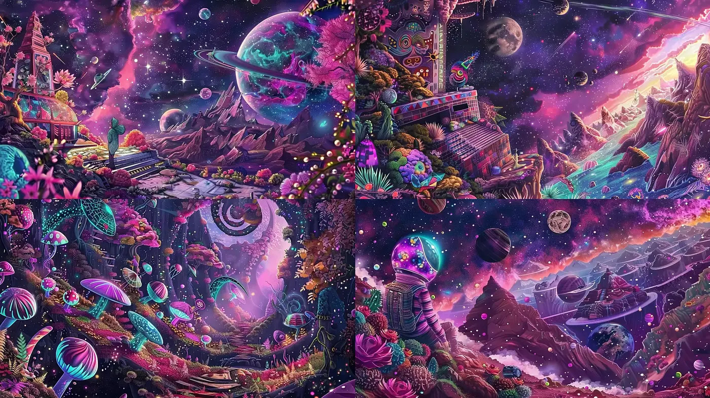 Cosmic Dreamscape: A Saturated Voyage through Fantastical Realms - Midjourney sref style