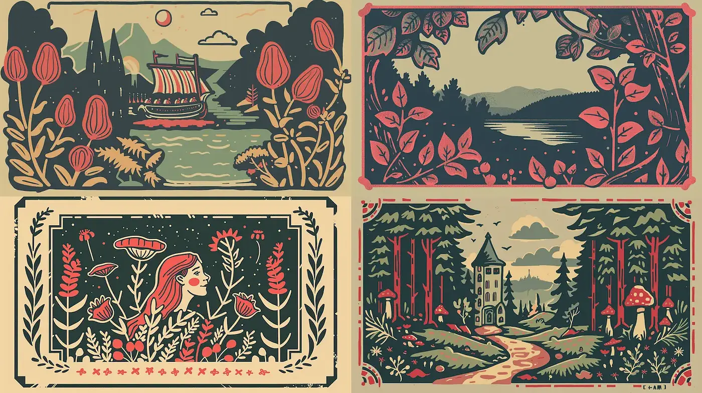 Whimsical Illustrations with a Nostalgic Palette - Midjourney sref style