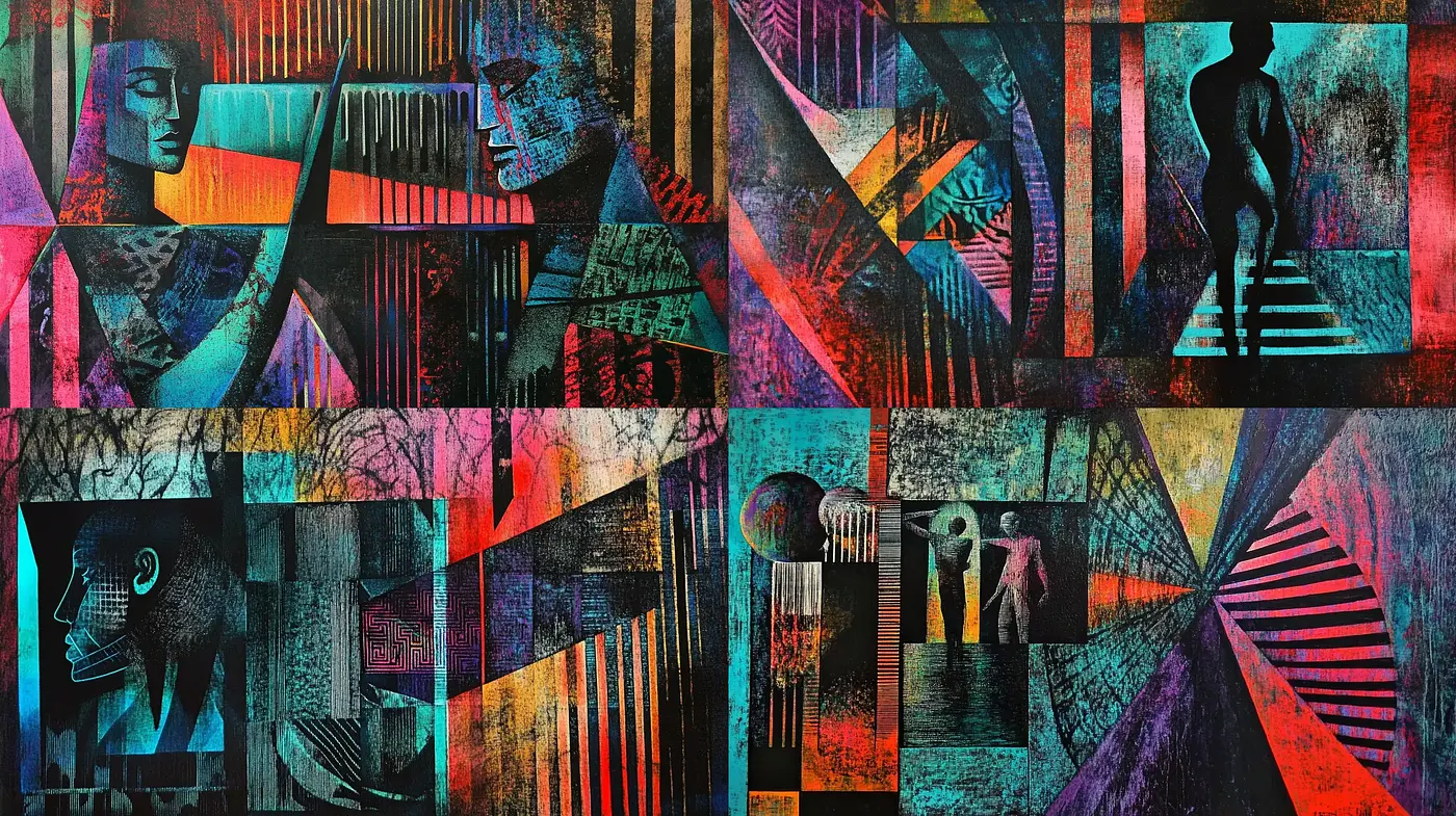 Fragments of Ephemeral Dreams: An Abstract Cubist Tapestry - Midjourney sref style