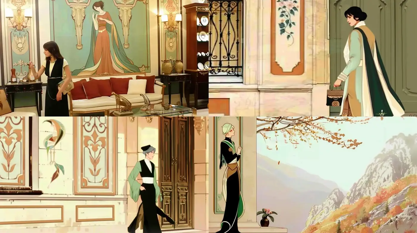 Art Nouveau Revival with an Anime Flair - Midjourney sref style