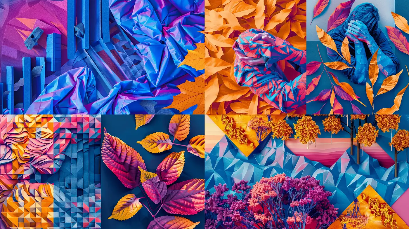 Vibrant Geometric Botanical Mosaic - Midjourney sref style