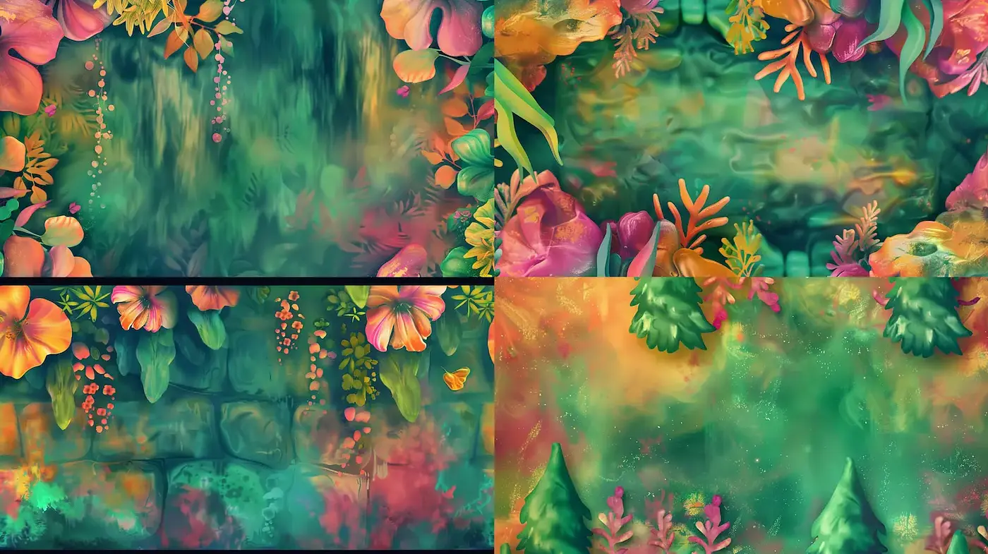 Lush and Vibrant Nature-inspired Digital Artwork - Midjourney sref style