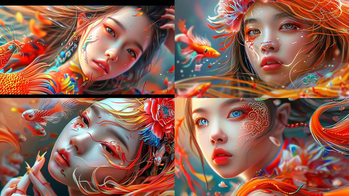 Vivid Dreamscape Portraiture with Ethereal Overtones - Midjourney sref style