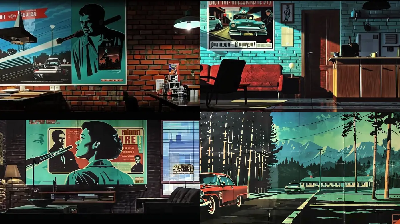 Noir-Inspired Retro Futurism with a Cinematic Essence - Midjourney sref style