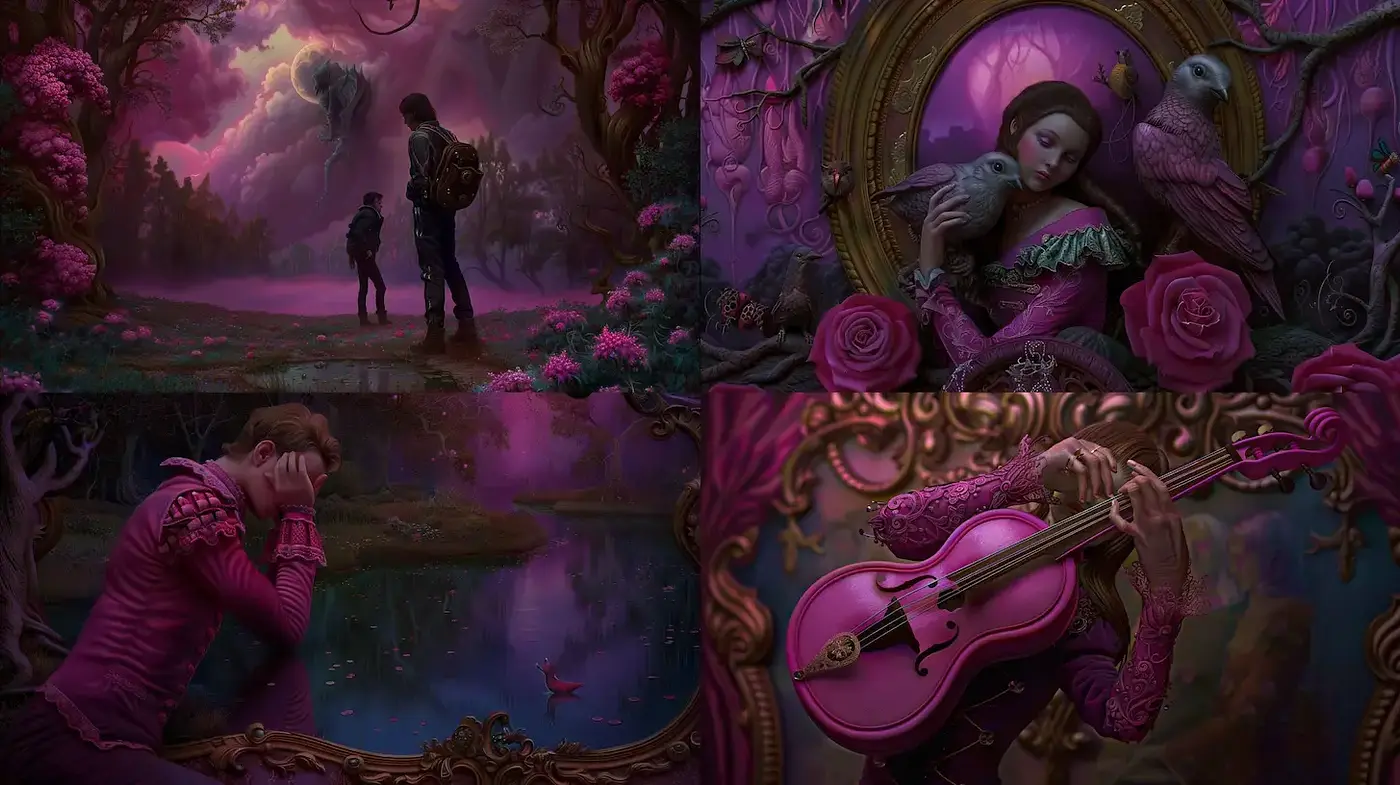 Enigmatic and Dreamy Romanticism Infused with Surreal Elements - Midjourney sref style