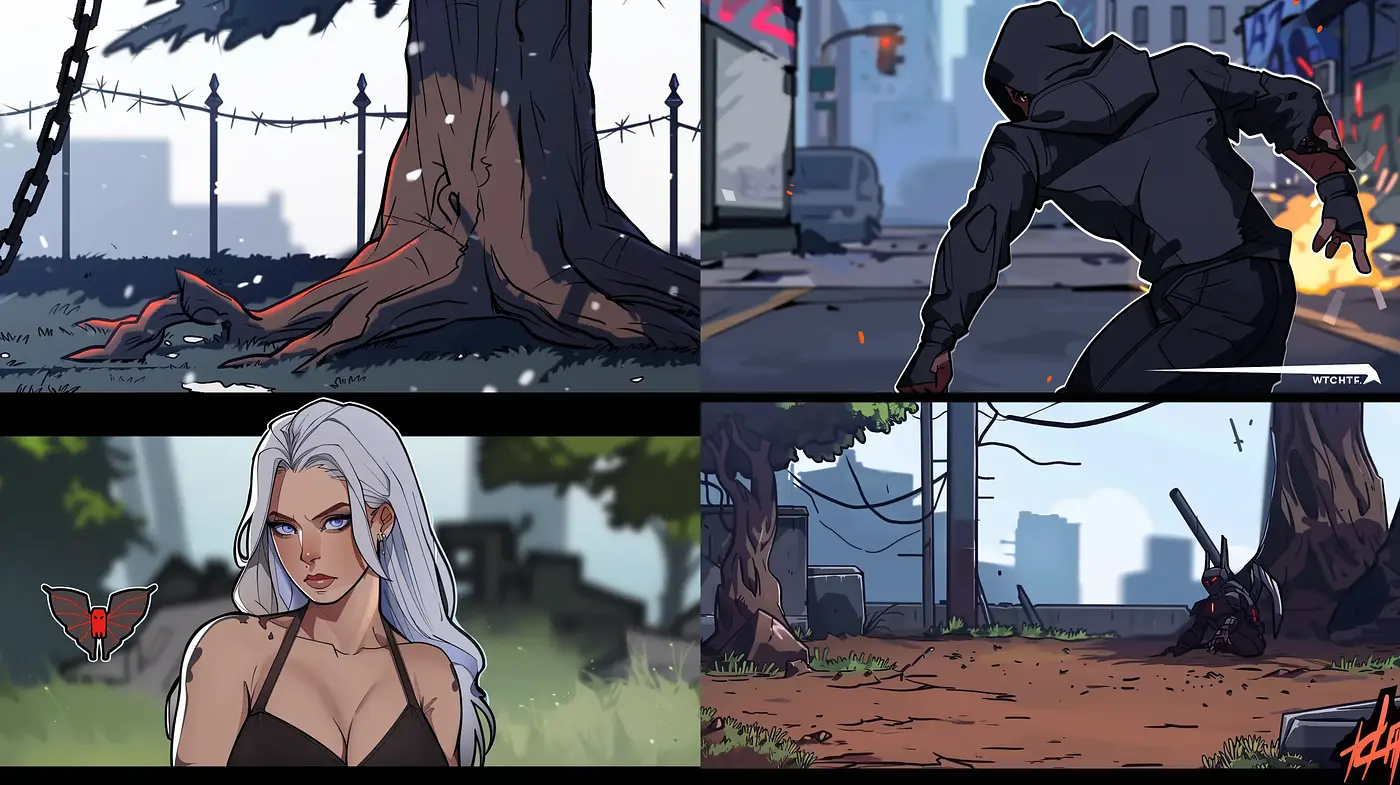 Dynamic Graphic Novel Elegance with a Gritty Overcast Hue - Midjourney sref style