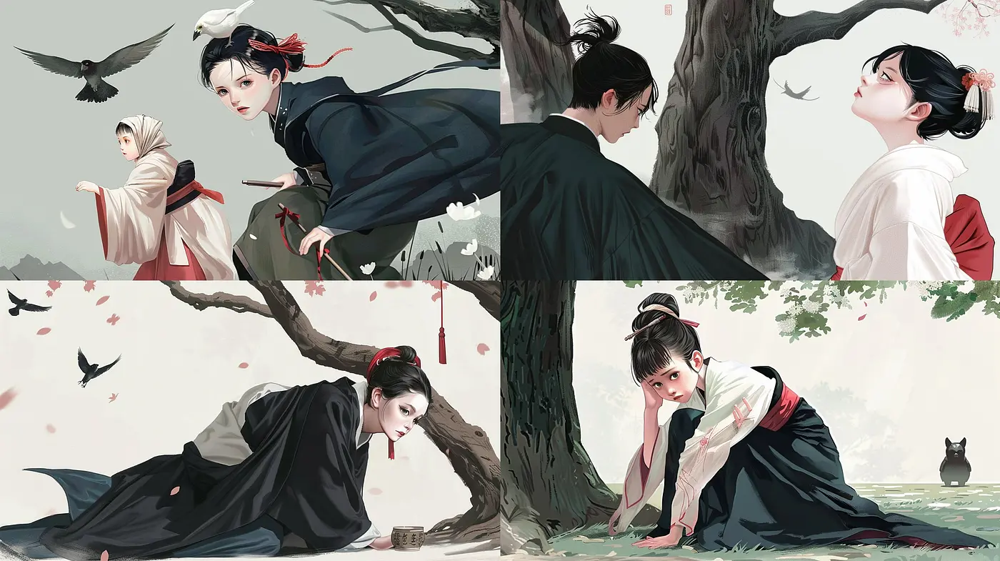 Serenity in Strokes: A Harmonious Blend of East Asian Traditional Art and Soft Digital Realism - Midjourney sref style