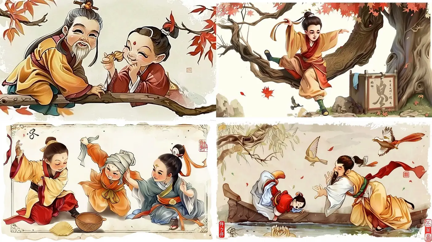 Ethereal Serenity in an Ancient Asian Illustrative Style - Midjourney sref style