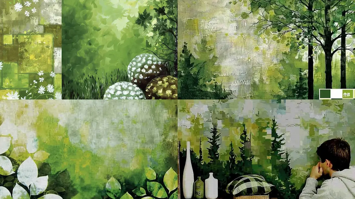 Textured Greenery with Abstract and Natural Influences - Midjourney sref style