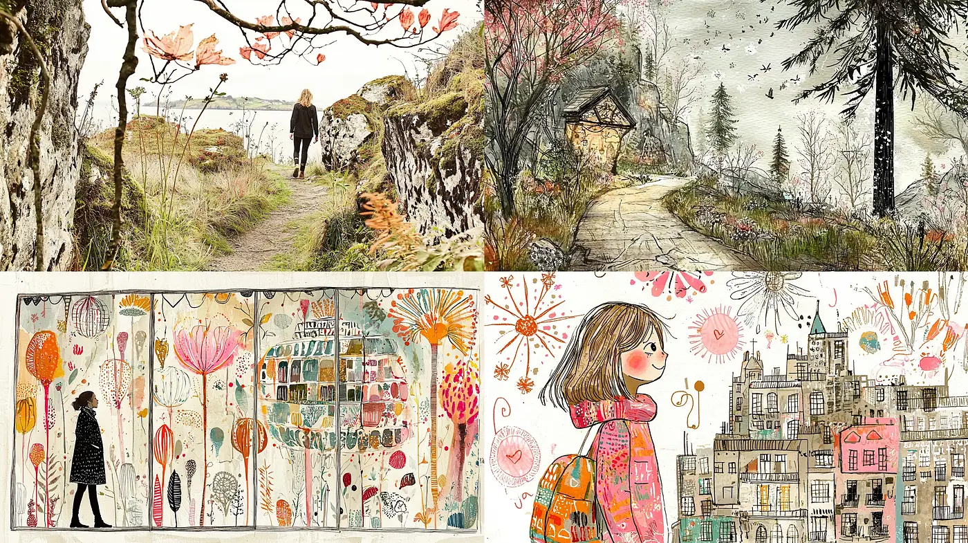 Whimsical Storybook Illustrative Ensemble - Midjourney sref style
