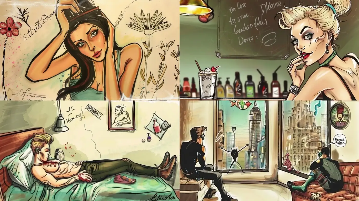 Modern Vintage Comic Book Elegance - Midjourney sref style