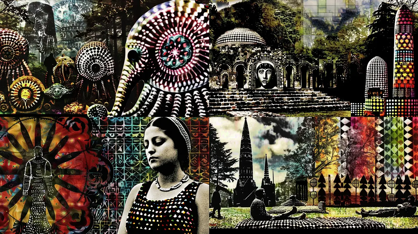 Kaleidoscopic Phantasmagoria: A Fusion of Psychedelic and Surreal Artistry - Midjourney sref style