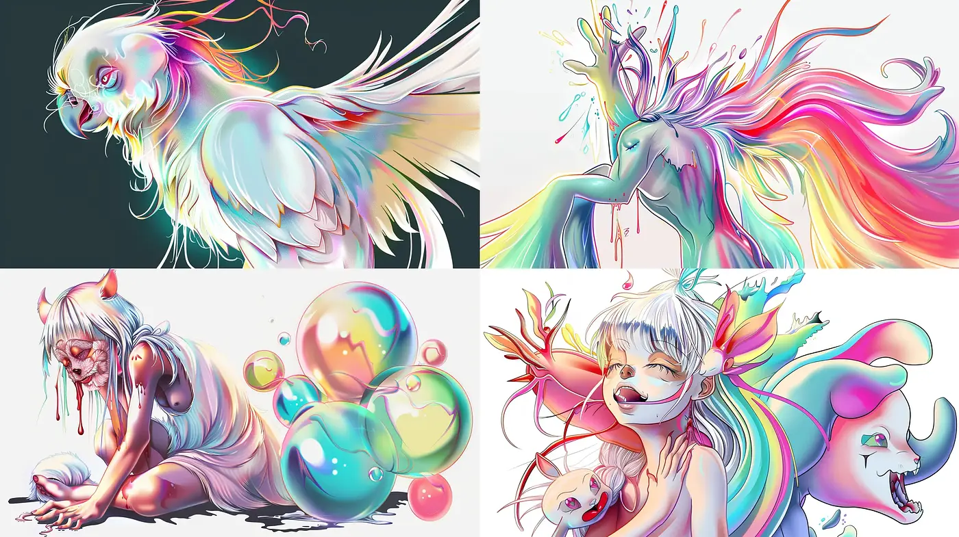 Surreal Dreamscape with Ethereal Glow and Vibrant Hues - Midjourney sref style