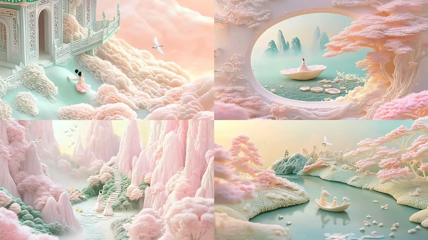 Ethereal Dreamscape Symphony in Pastel Hues - Midjourney sref style