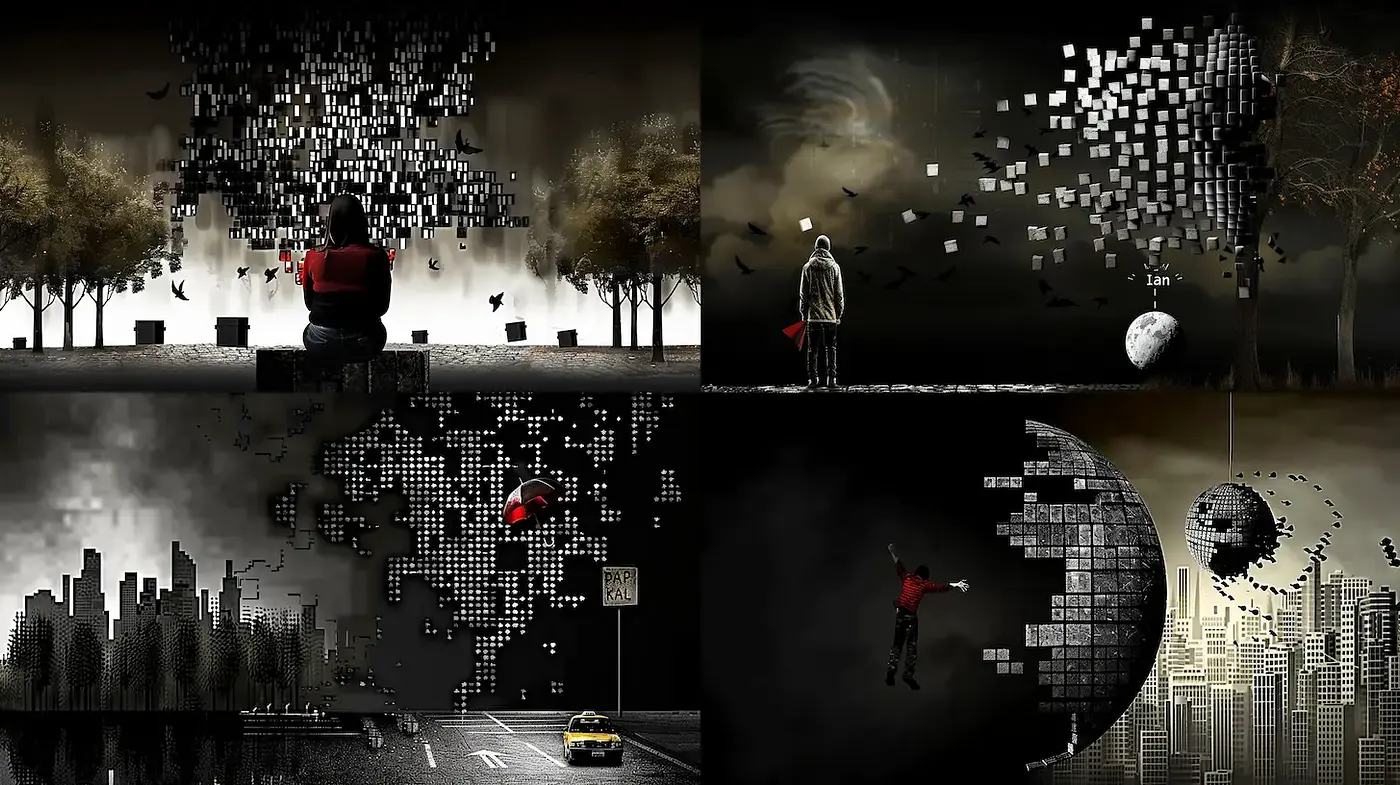 Ethereal Urban Surrealism with a Digital Twist - Midjourney sref style