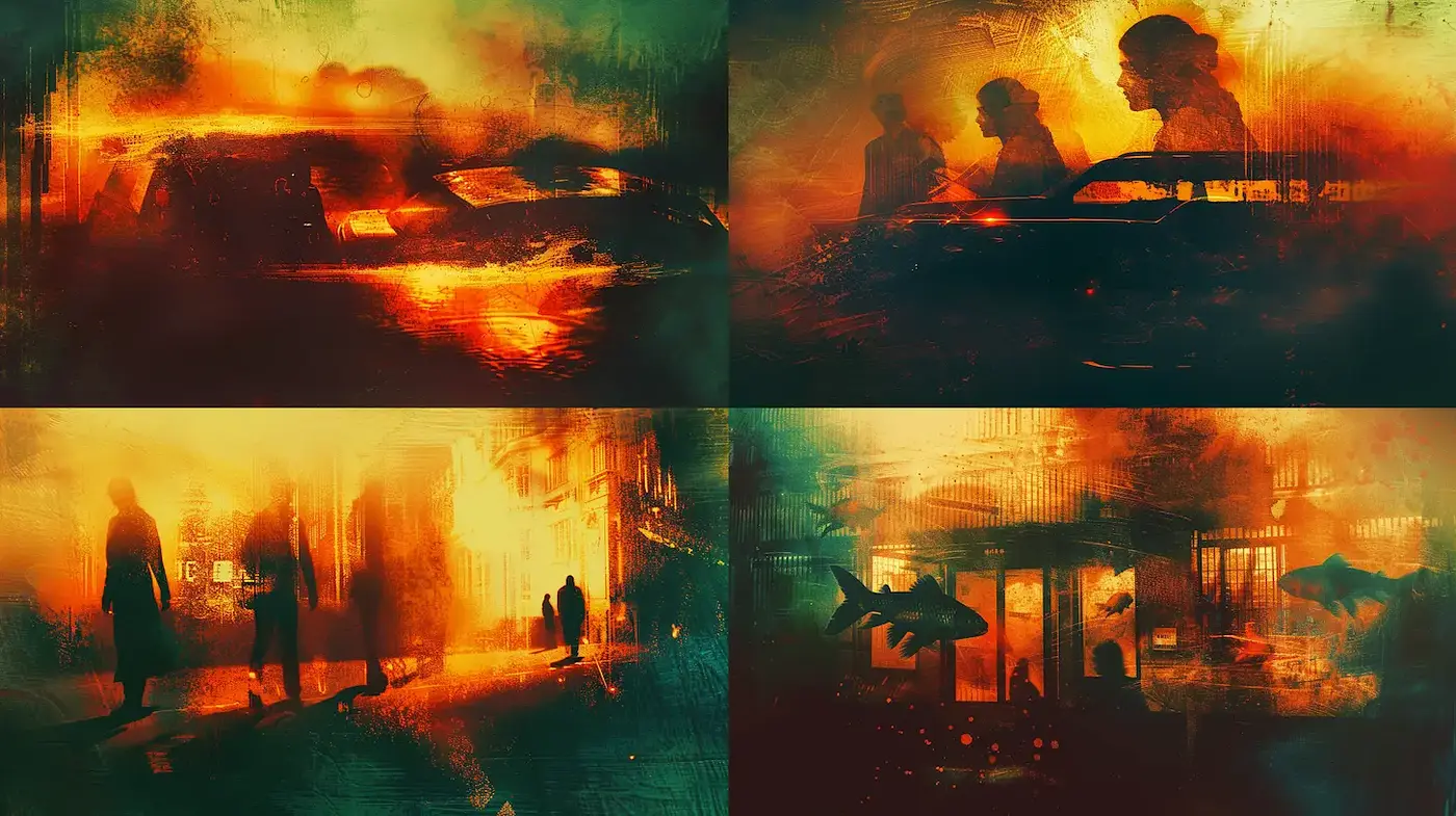 Mystical Urban Dreamscapes with a Hypnotic Palette - Midjourney sref style