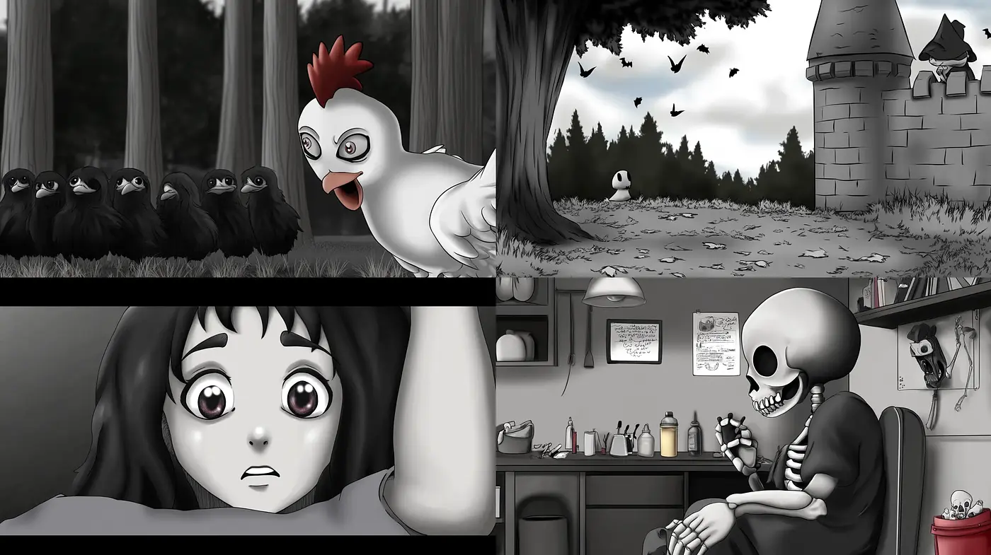 Monochromatic Whispers of Fantasy and Macabre - Midjourney sref style
