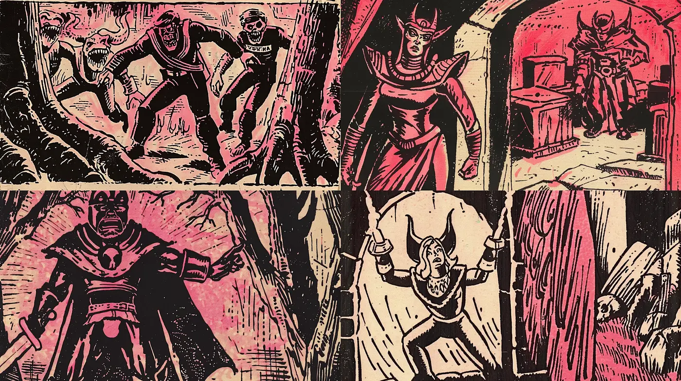 Gothic Comic Book Expressionism with a Retro Twist - Midjourney sref style