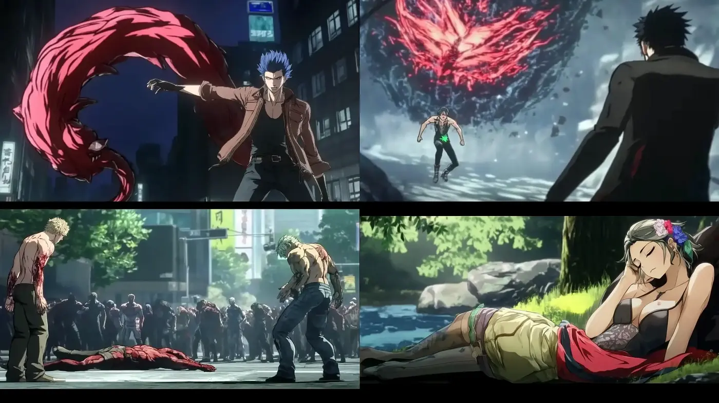 Dynamic Anime-Inspired Digital Artistry with Intense Energy - Midjourney sref style