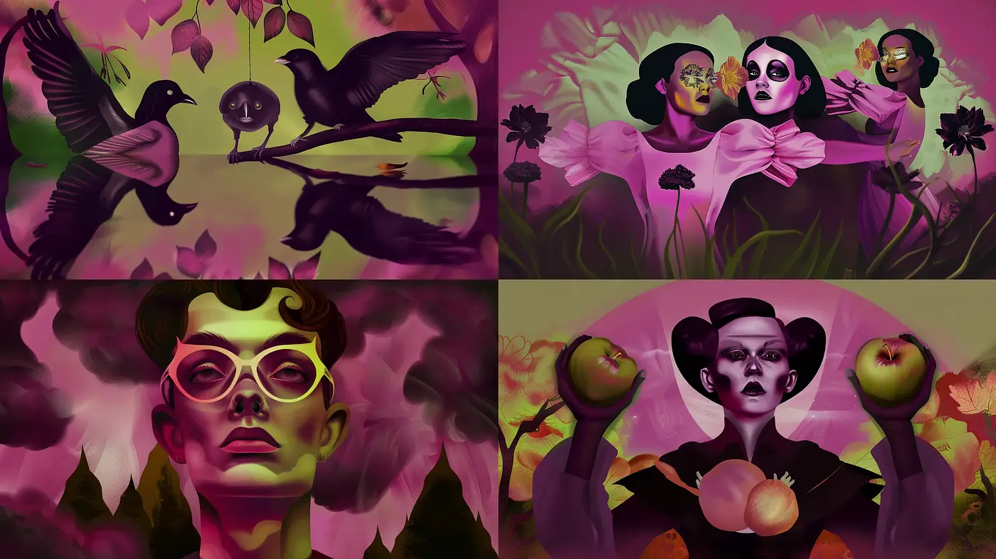 Ethereal Dreamscape in Surreal Magenta Hues - Midjourney sref style
