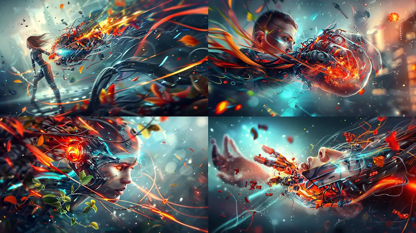 Energetic Synthesis of Futuristic Artistry - Midjourney sref style