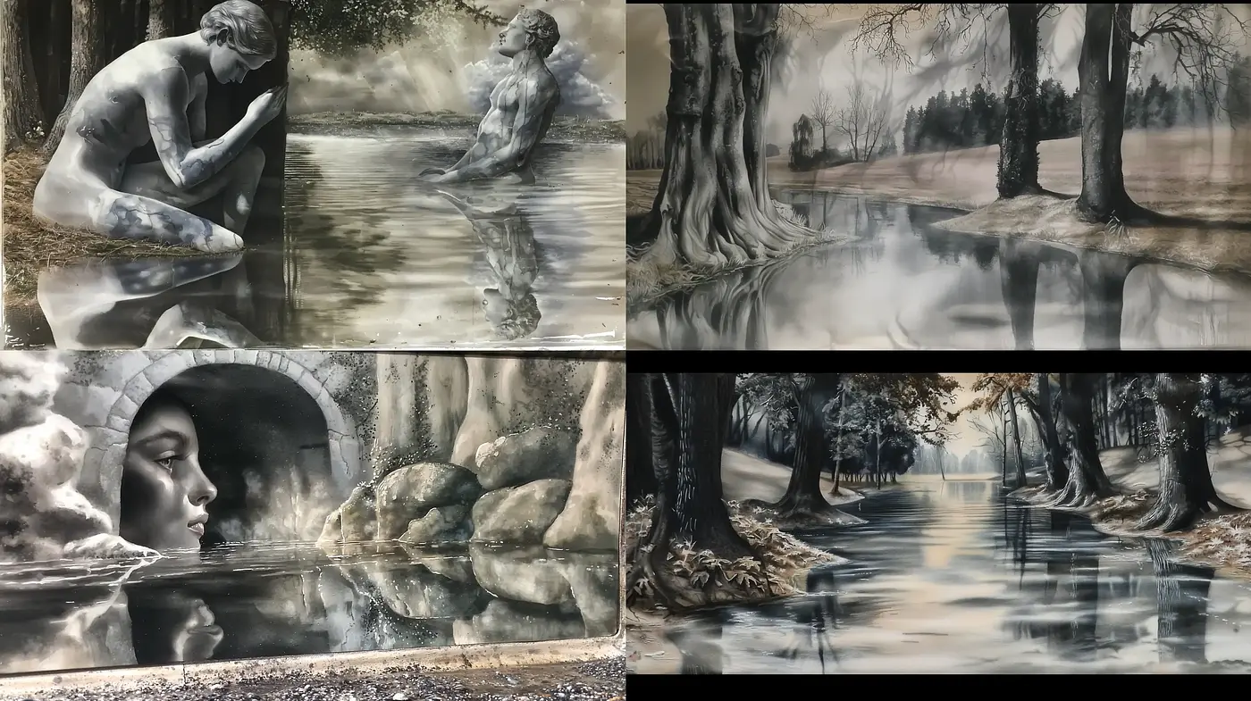 Monochromatic Whispers of Nature and Contemplation - Midjourney sref style