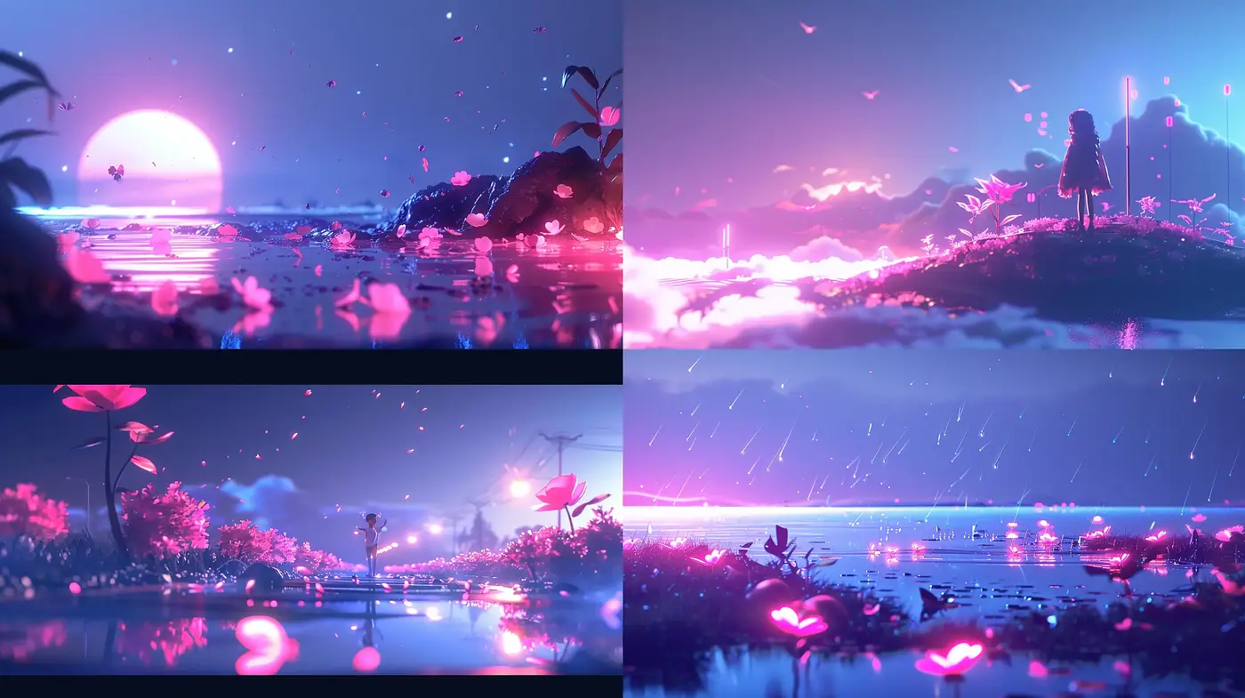 Ethereal Twilight Harmony: A Serene Cyber-Pastel Dreamscape - Midjourney sref style