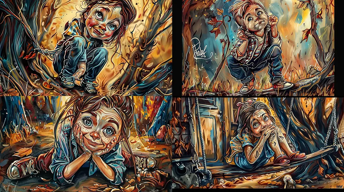 Vibrant, Whimsical Illustrations with Strong Emotional Depth - Midjourney sref style