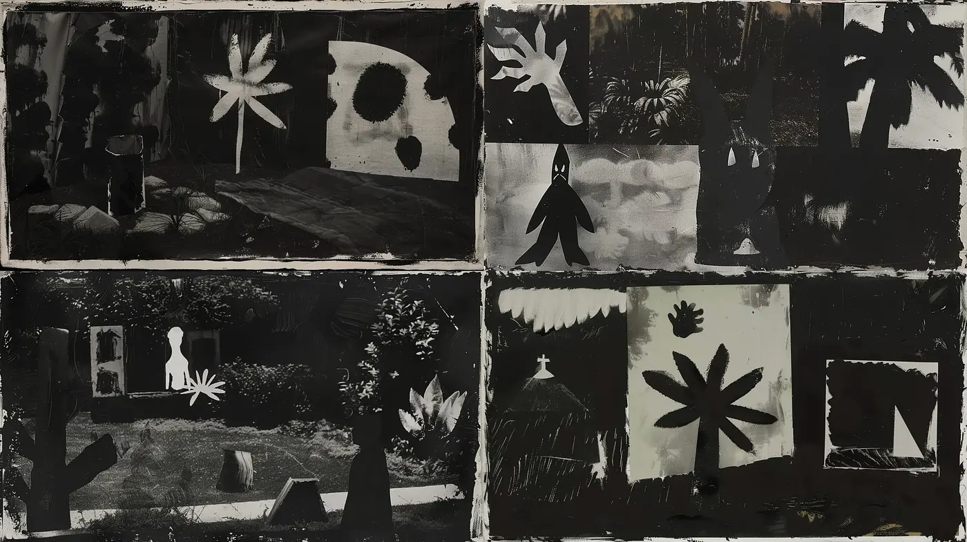 Monochromatic Dreamscape Vignettes - Midjourney sref style